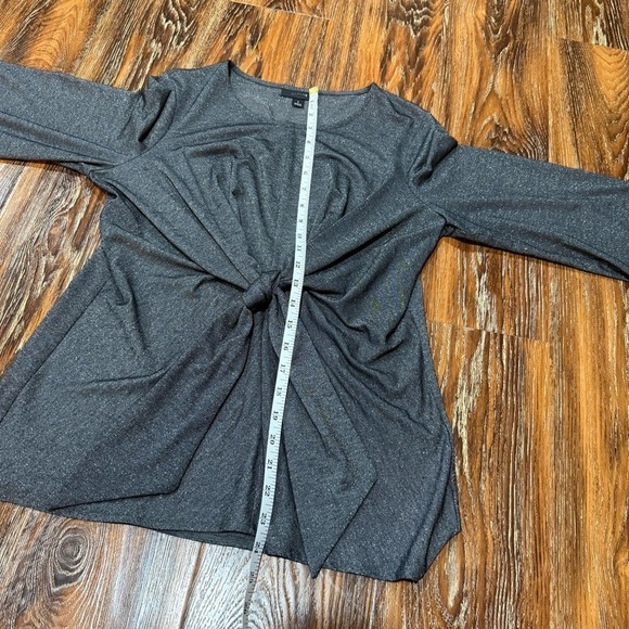 Alfani Dark Gray Sparkle Women's Blouse‎ Front Knot Tie Size S Small - Picture 5 of 7